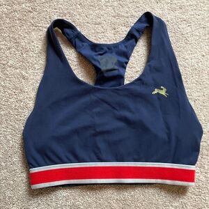 Navy blue tracksmith run bra size small